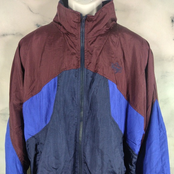 Mens VTG 90s MacGregor Black Nylon Windbreaker Track Jacket L Athletic Zip - Picture 2 of 10